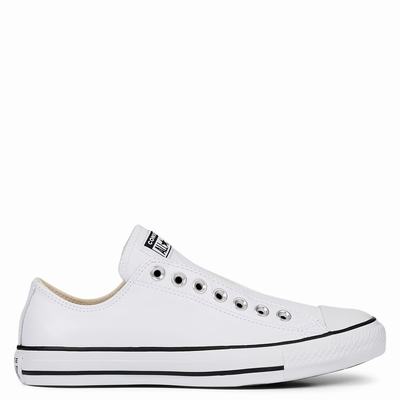 Converse Chuck Taylor All Star Leather Slip - Miesten Tennarit - Valkoinen/Mustat